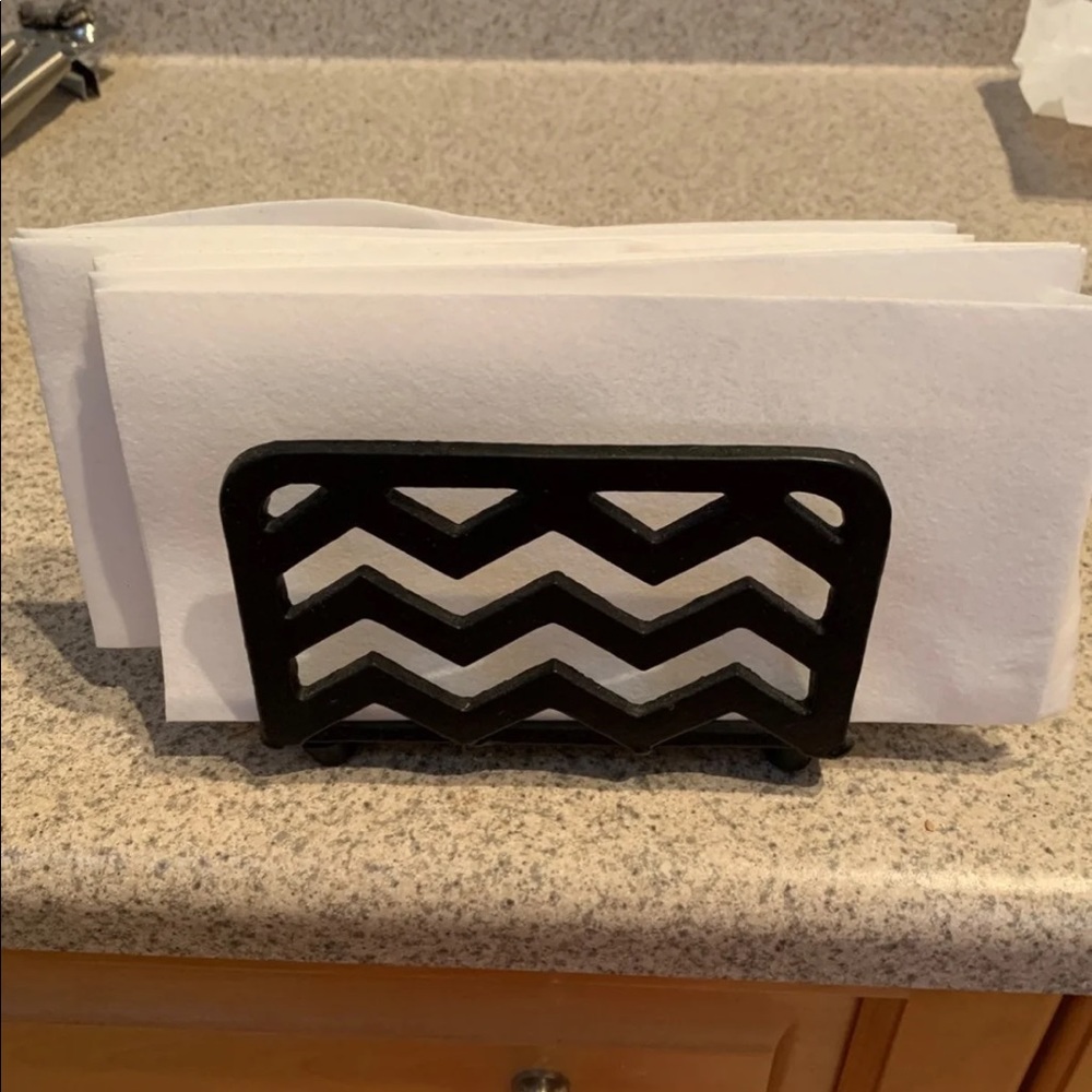 Chevron zigzag napkin holder black dining kitchen